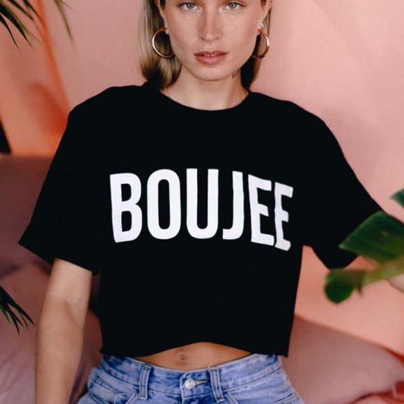 T-Shirt Addicts Tops - Boujee Flowy Cropped Tee